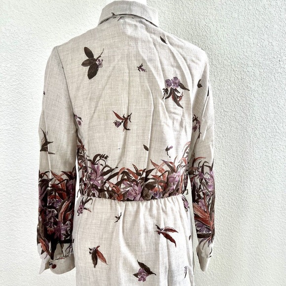 Vtg 70’s Sunshine Alley Brown Beige Floral Bird Print Dress Sz 16 With Tie Neck - Picture 10 of 16